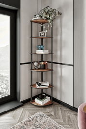 Hanah Home Bookcase 6 Corner - Nogal